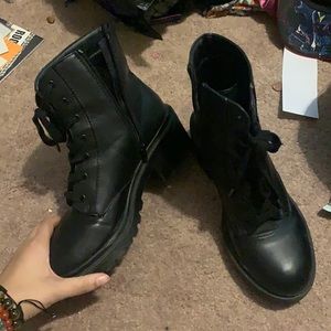 Black combat boots